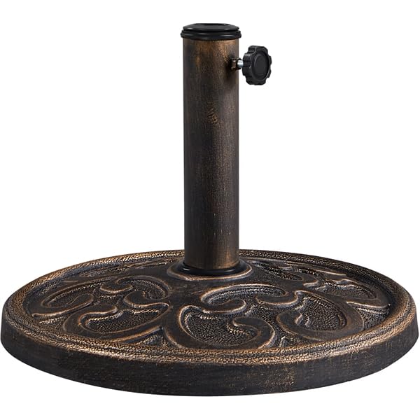 Yaheetech Sonnenschirmständer Balkonschirmständer Marktschirmständer Sonnenschirmfuß Sonnenschirm Ständer für Sonnenschirmstöcke bis 38 mm / 48 mm, Bronze