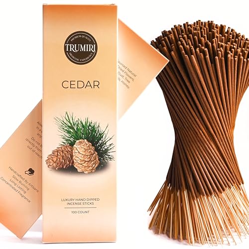 Cedar Incense Sticks - Pack of 100 Insence-Sticks Inciensos Aromaticos - Made with Natural Cedarwood Oil - Scented Insense Non Toxic Inscent Incence