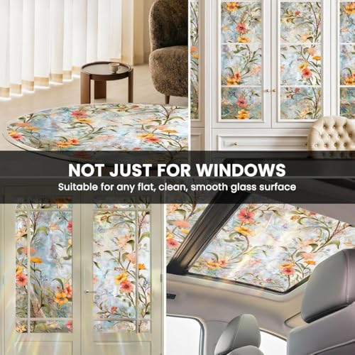 Película de ventana con diseño floral, 17.7 x 39.3 pulgadas miniatura 5