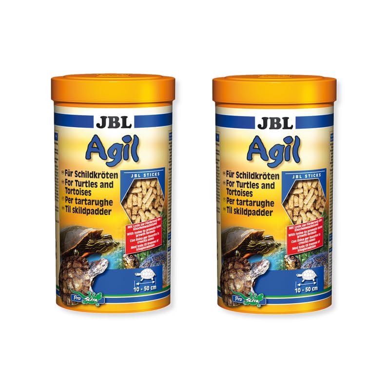 JBL Agil | Paquete doble | 2 x 1 l | Palos principales para tortugas acuáticas | Especialmente para las necesidades nutricionales de las tortugas de agua y pantano | Pescado y gambas