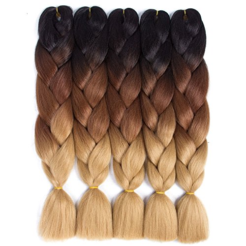 Herbonny 24inch Kanekalon Braiding Hair Ombre Jumbo Braids High Temperature Fiber Synthetic Hair Extensions 5pieces