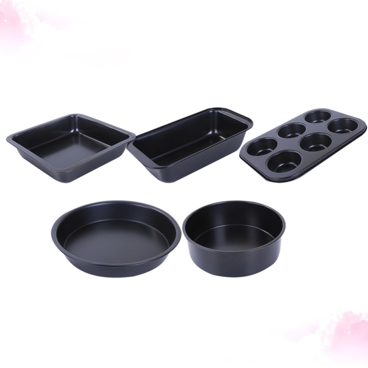 Cabilock 5 Pezzi Set di Teglie da Forno in Acciaio al Carbonio Nero