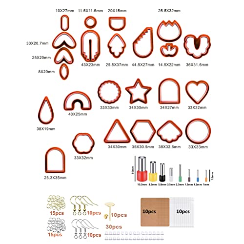Bozaap 142 Pcs Polymer Clay Cutters Set,Multi Shapes Clay Polymer Cutters with Earring Hooks and Jump Rings,Clay Earring Cutters for DIY Jewelry Earrings - Image 2