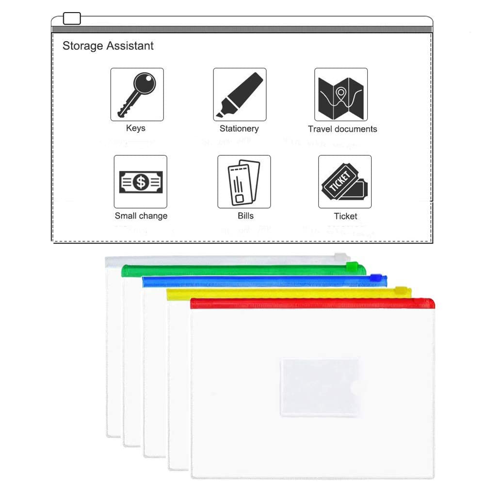 20 bolsillos transparentes A5 con cremallera, bolsas de plástico con cremallera para archivos A5 (240 x 180 mm)