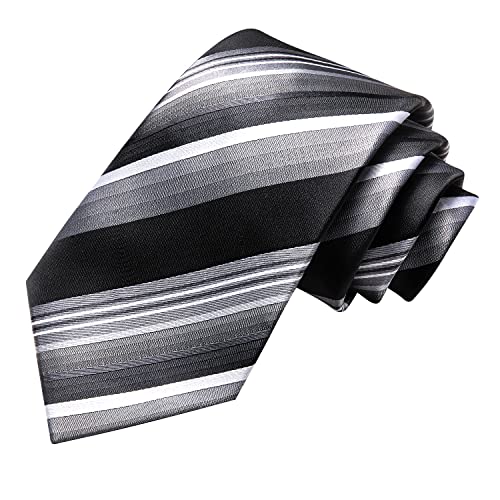 Image of Hi-Tie Men's Tie Sets Silk Paisley Striped Necktie Pocket Square Cuff-links Sets Wedding Business Holiday