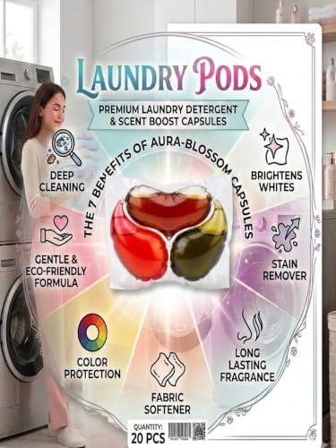 Image of 7 in 1 Smart Laundry Pods 20 pcs|| Laundry Detergent Pods for Tough Stain Removal in Front Load & Top Load Washing Machines|| Fragrance + Care with Fabric Softener