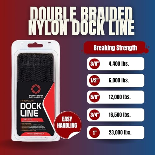 Image of South Bend Rope Double Braid Nylon Dock Line w /Eye Splice