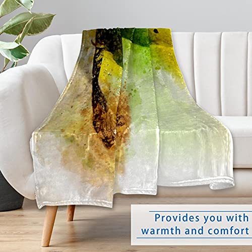 Couverture douce imprimé perroquet jaune, textile premium de lit et canapé 150x100cm