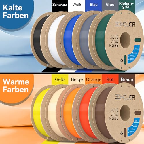 Image of 3DHoJor PLA+ 3D Printer Filament Bundle,10KG PLA Plus Filament 1.75mm, 3D Filament Multicolor, 1KG Spool, 10 Pack, Black+Cold White+Grey+Red+Blue+Yellow+Pine Green+Orange+Brown+Beige