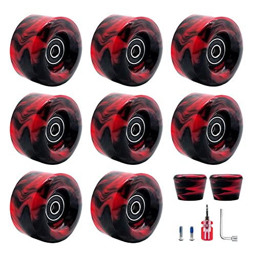 KJKVIVH 8 Pack LED Wheel Roller Skate Wheels with Bearings 32mm x 58mm Roller Skating Accessories, Black