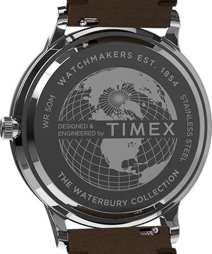 Timex Waterbury Herenhorloge, 40 mm, Bruine Leren Band, Witte Wijzerplaat, Roestvrijstalen Kast, TW2Y29500 - Afbeelding 5