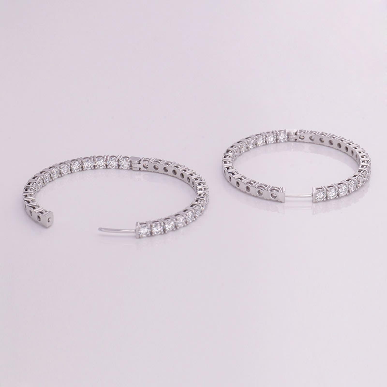 KnSam Echtgold Schmuck Ohrringe Weißgold Au 375/585/750, Groß Kreis Hoop Damenohrringe Creole mit Moissanit, 9K/14K/18K Weiß Gold Ohrringe Hängend