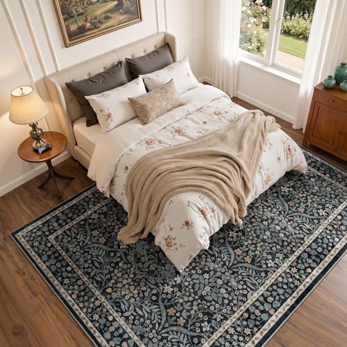 Tapete decorativo Lofus negro 9x12 pies boho lavable antideslizante miniatura 3