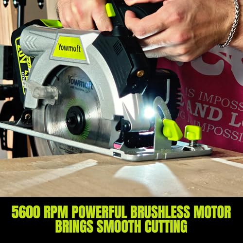 Image of Brushless Cordless Circular Saw Kit for Wood Cutting with 20V 6-1 /2-Inch with LED Light & Red Beam Guide & Battery and Charger (4.0Ah)