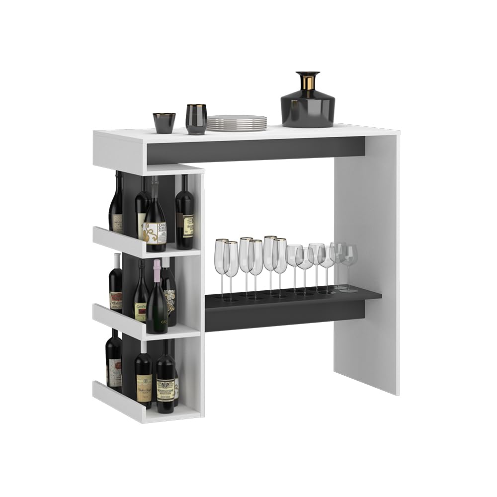 Vicco Tavolo bar alto Dana, Bianco, 108 x 50 cm, con ripiani aperti per l'utilizzo come tavolo alto