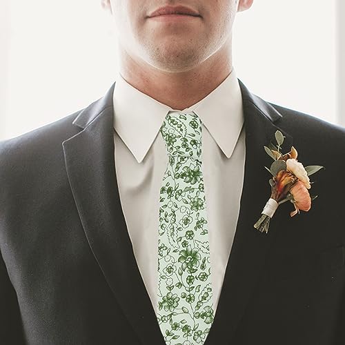 Image of Mantieqingway Floral Ties for Men Skinny Cotton Tie Flower Necktie