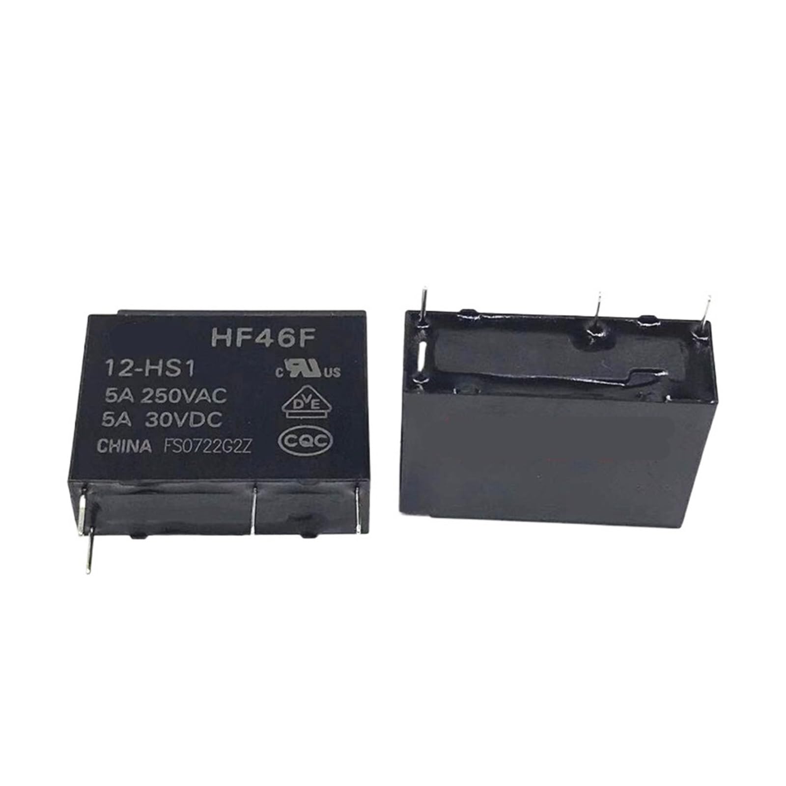 Relé HF46F 12-HS1 12VDC 4 pines interruptor electromagnético para circuitos impresos PCB 3