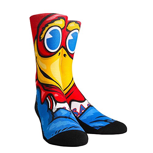 Rock 'Em Apparel NCAA Kansas Jayhawks Socks, Big Jay Mascot, Large/X-Large
