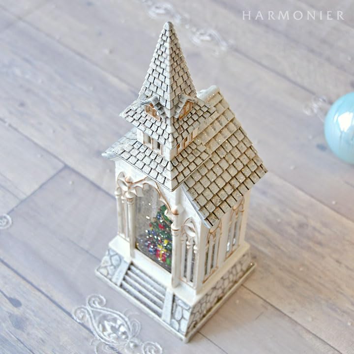 Amazon.co.jp: リキッドLEDチャーチツリー スノードーム 自動回転