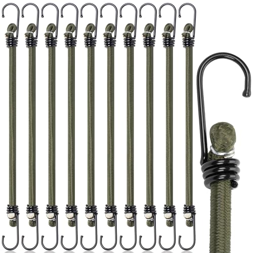 UNCO- Bungee Cords with Hooks, 12 inch, 10 Pack, Bungee...