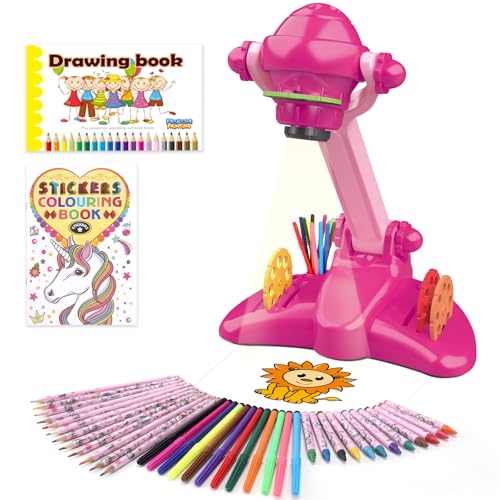 Hoarosall Drawing Projector for Kids Art and Craft Kit Includes Colored Pencils Crayons and Coloring Books Unicorn Drawing Kit Perfect Projector for Drawing Activities