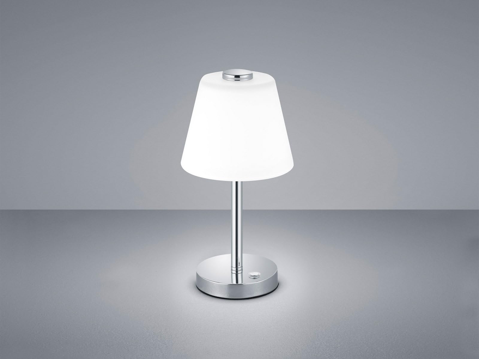 Trio Leuchten – Lampada da tavolo, Metallo/Vetro ombrello, integrato, 4 W, cromato, 15 x 15 x 29 cm