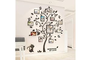 3D Black Trunk Leaves Wall Stickers Happy Family Tree Decal DIY Decor...