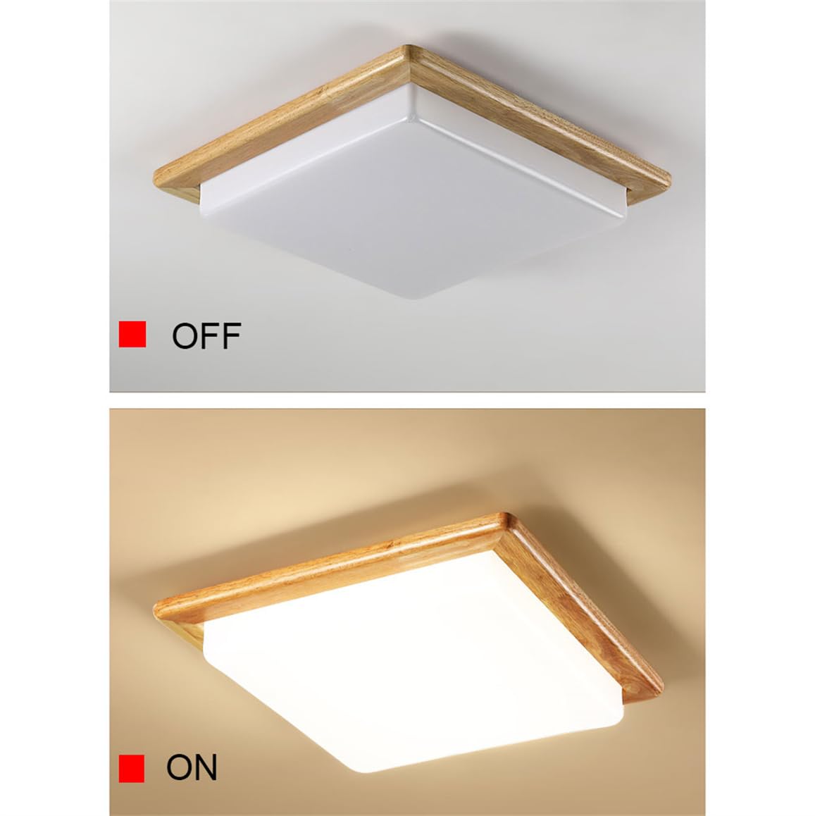 Lámpara De Techo Cuadrada Empotrada De Madera Con Iluminación LED