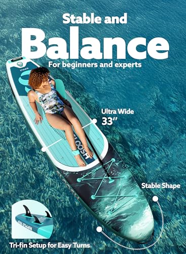 Image of SLOOSH Inflatable Stand Up Paddle Board for Adult, Inflatable Paddle Boards with Premium Accessories, Non-Slip EVA Deck, Ultra-Light Carry Bag Pump, Blow Up SUP for All Skill Levels
