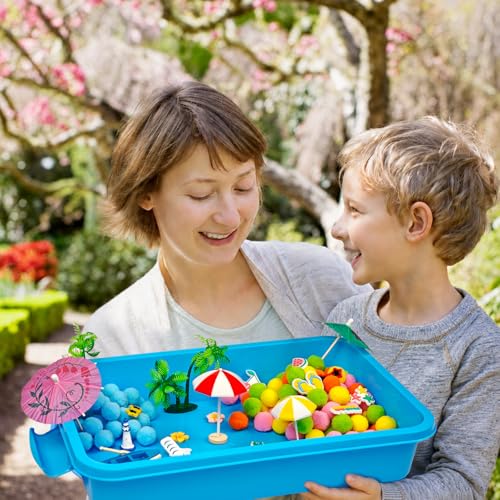 Cinrobiye 155 Pcs Summer Beach Sensory Bin Fillers Set with Storage Box, Hawaii Tropical Accessories, Beach Decor Summer Theme Materials for Picnic Sensory Bins, Outdoor Events, Home Projects - Image 6