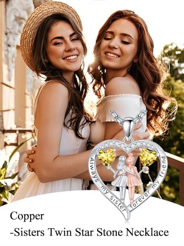 Always My Sister Forever My Friend Birthstone Pendant Necklace Women Jewelry Christmas Valentine Mothers Day Birthday Gifts for Women Sister From Sister3