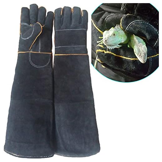 WINGOFFLY 23.6"Animal Handling Anti-bite/scratch Gloves For Dog Cat Bird Snake Parrot Lizard Wild Animals Protection Gloves(Black)