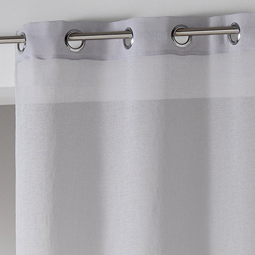 Douceur d 'Intérieur Telma Eyelet, polyester, gray, 140 x 280 cm, Grey, W 55.1" x L 110.2" (1 Panels) - Image 3