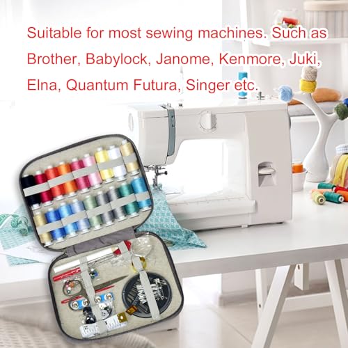 Image of Sewing Kit with Case Portable Sewing Supplies for Home Traveler, Adults, Beginner, Emergency, Contains 18 Sewing Thread, Scissors, Needles, Measure etc,Light Antique Violet
