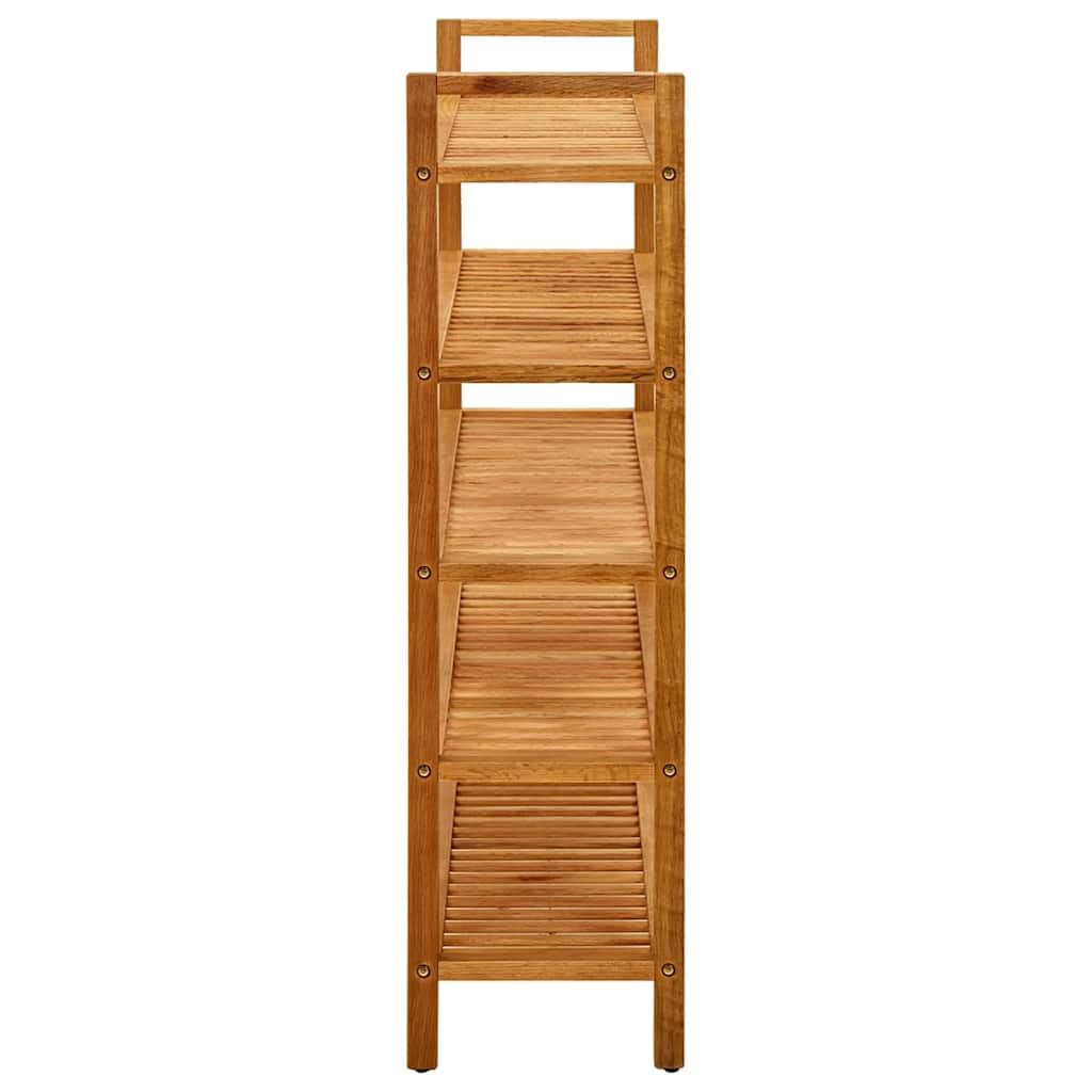 Regał na buty z 5 półkami z litego drewna dębowego, 100 x 27 x 100 cm, nie zajmuje dużo miejsca i można układać w stos, do korytarza, przedpokoju, przedpokoju, systemu porządkowania butów i