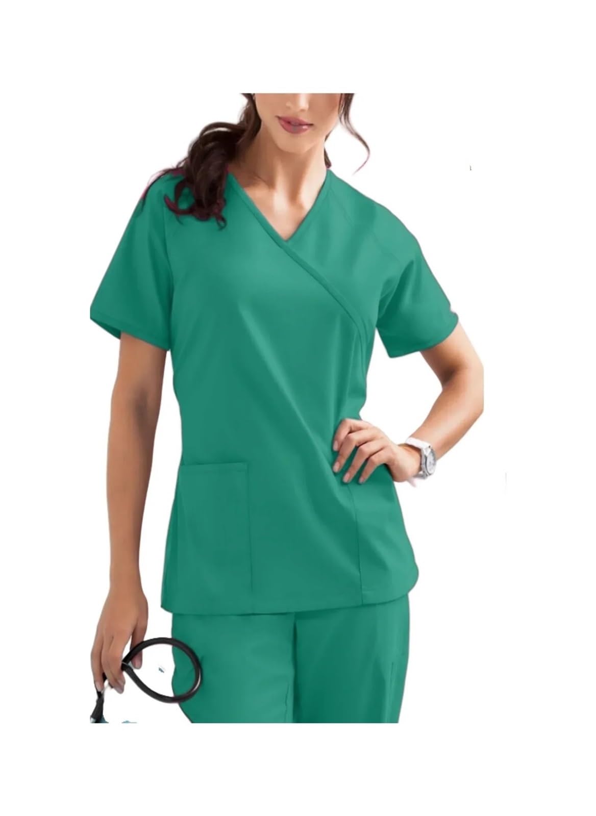 Monos Médicos Uniformes Blusas médicas elásticas con Bolsillos Pantalones Uniforme de Enfermera Monos de médico Salón de Belleza Trabajo(Purple,L)