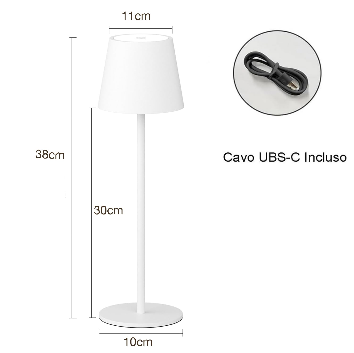 081 Store - 2 PEZZI LAMPADA DA TAVOLO SENZA FILI RICARICABILE BIANCHE, LAMPADA DA TAVOLO LED DIMMERABILE E CON 3 TONALITà DI LUCE, DIMMERABILE 3000-65000K ED IMPERMEABILE IP54