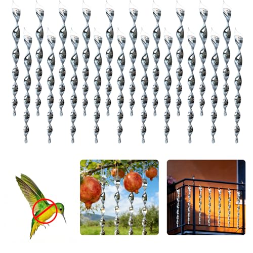 #Commissioniguadagnate<br>20 Pezzi Repellente per Uccelli Riflettente Spaventapasseri Riflettenti Argento 360° Spirale Riflettente per Balcone e Giardino Casa Finestre Frutta Protegge Casa Proprietà Dagli Uccelli
