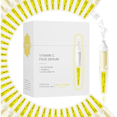 Vitamin C Serum for Face with Hyaluronic Acid, Glutathione, Organic Aloe Vera, Hydrating & Brightening Serum, Dark Spot Remover, Anti Aging Facial Serum, 15 Pcs/Box Ampoules Cover