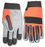 Heavy Duty Mechanic Work Gloves with Outstanding Protection, and Durability. Stylish Modern Look, New Orange, All Sizes (Large)