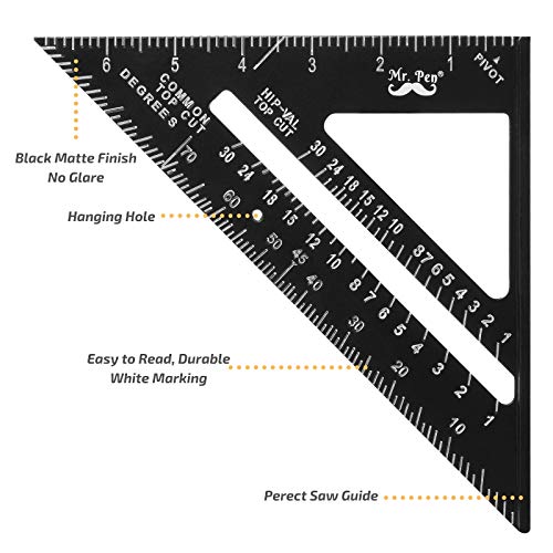 Mr. Pen CR01 Rafter Square, Metal Square, 7 Inch, Carpenters Square, Square Tool, Metal Square Ruler, Carpentry Squares thumb #2