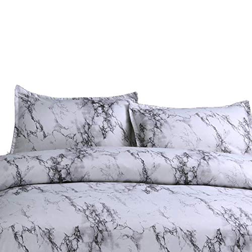 Housse de couette marbre gris Yanghao : fini le linge rêche qui se froisse au lavage
