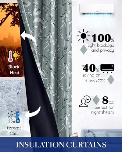 Image of Cloth Fusion Printed 100% Blackout Window Curtains 5 Feet Long Set of 2