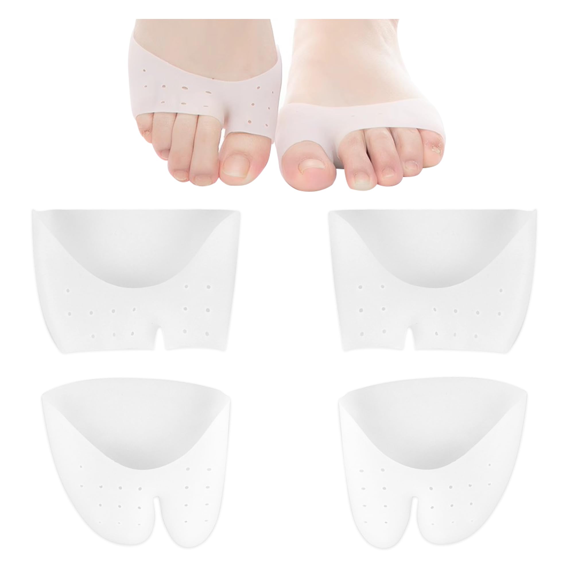 2 Pairs Gel Toe Caps Protectors Silicone Toe Sleeves Metatarsal Pads Ball of Foot Cushion Soft Forefoot Cushioning for Men Women Toe Sleeves Guards for Pain Relief