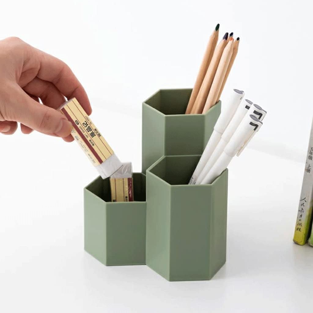 OLOTU Durable Portalápices Hexagonal, Cubo de brochas de Maquillaje Duradero multifunción, portalápices Creativo de Gran Capacidad para Oficina y hogar Portalápiz