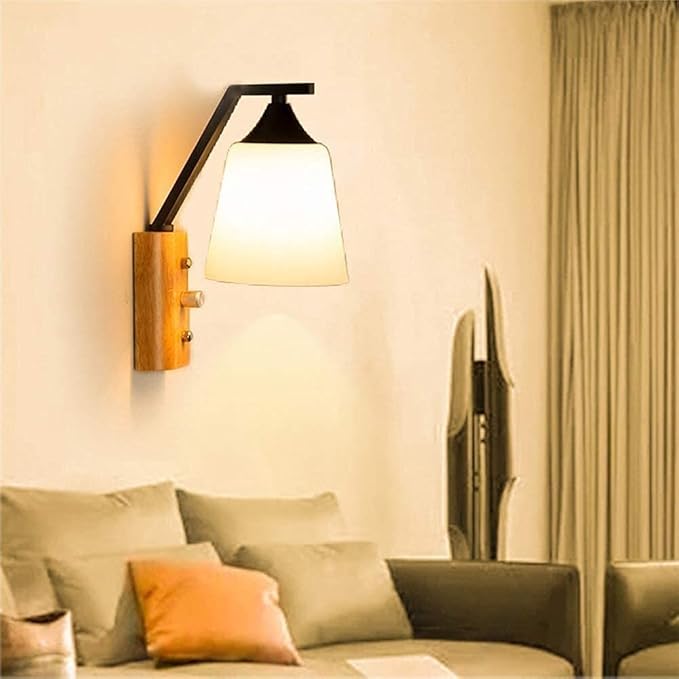 KUYT Lamp Licht Mult Lamp Mult Licht Bedbad Lamp Moderne Lantern Minimalist Slaapkamer Slaap Glazen Lampenkap Indoor Café Hotel Traps Gangpad/Zwart/Een Maat photo 3