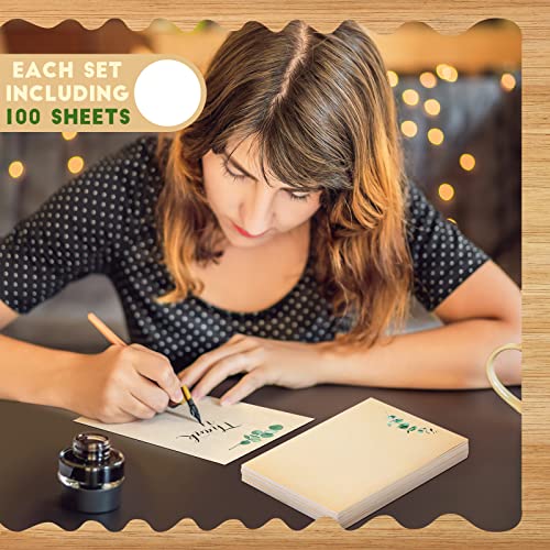 Image of Spiareal 100 Pcs Blank Note Cards Index Card, Brown, 4 x 6 in, Eucalyptus | Blank Greenery Cardstock with Eucalyptus Leaves, Thank Greeting Cards for Weddings, Baby Showers, School Office DIY