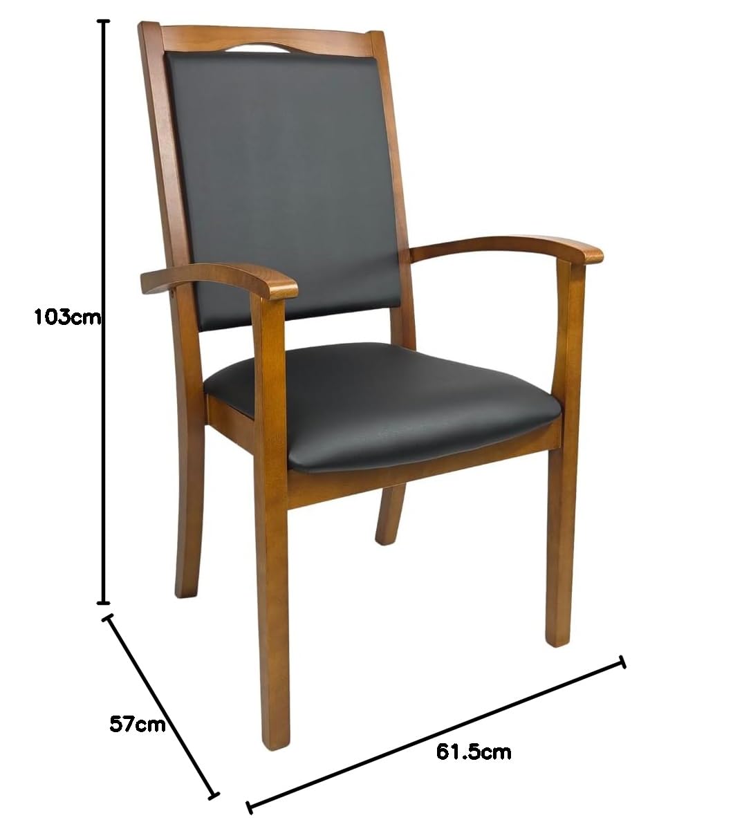 Seniorenstuhl Alexander Hochlehner Rustikal mit Armlehnen – Pflegestuhl, gepolstert, ergonomisch, fertig montiert, für Senioren, Pflege & Praxis (Polyster, Kariba Bordeaux)