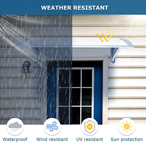 40-x-32-Door-Window-Awning-Exterior-Polycarbonate-Cover-Entry-Door-Outdoor-Patio-Awning-Canopy-Front-Door-Overhang-Awning-for-Sun-Shutter-UV-Rain-and-Snow-Protection-Hollow-Sheet-Clear-Board 40 x 32 Door Window Awning Exterior Polycarbonate Cover Entry Door Outdoor Patio Awning Canopy Front Door Overhang Awning for Sun Shutter UV Rain and Snow Protection Hollow Sheet Clear Board