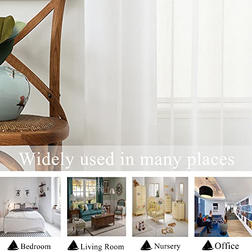 Randall Off White Linen Sheer Curtain Panel Sets Of 2 With Eyelets Open Weave Faux Linen Window Treatment For Living Room Bedroom Farmhouse, Elegant Nickel Grommet Top-54X84 Inch #TOP5